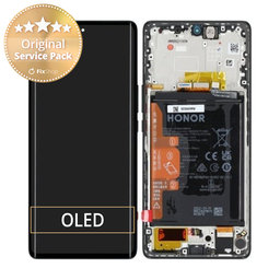 Honor Magic5 Lite RMO-NX3 - LCD Kijelző + Érintőüveg + Keret + Akkumulátor (Midnight Black) - 0235AEMW Genuine Service Pack