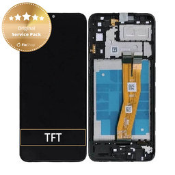 Samsung Galaxy A04e A042F - LCD Kijelző + Érintőüveg + Keret (Black) - GH81-23088A Genuine Service Pack