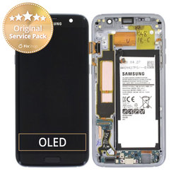 Samsung Galaxy S7 Edge G935F - LCD Kijelző + Érintőüveg + Keret + Akkumulátor (Black) - GH82-13359A Genuine Service Pack