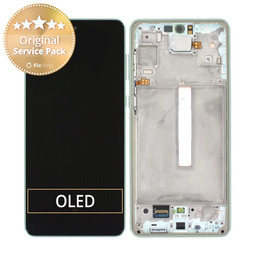 Samsung Galaxy A73 5G A736B - LCD Kijelző + Érintőüveg + Keret (Awesome Mint) - GH82-28884C, GH82-28686C Genuine Service Pack