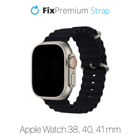 FixPremium - Szíj Ocean Loop - Apple Watch (38, 40 és 41mm), fekete