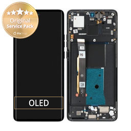 Motorola Edge 40 - LCD Kijelző + Érintőüveg + Keret (Eclipse Black) - 5D68C22670 Genuine Service Pack