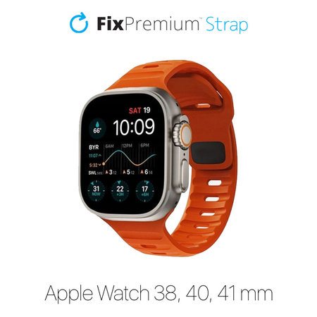 FixPremium - Szíj Sport Silicone - Apple Watch (38, 40 és 41mm), narancs