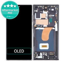 Samsung Galaxy S23 Ultra S918B - LCD Kijelző + Érintőüveg + Keret (Phantom Black) OLED