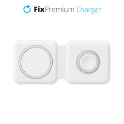 FixPremium - MagSafe Duo - iPhone és Apple Watch, fehér