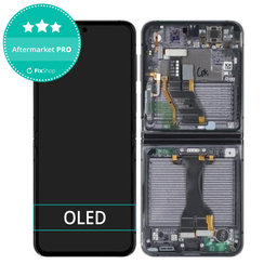 Samsung Galaxy Z Flip 5 F731B - LCD Kijelző + Érintőüveg + Keret (Graphite) OLED