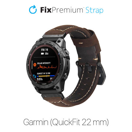 FixPremium - Bőrszíj Garminhoz (QuickFit 22mm), barna