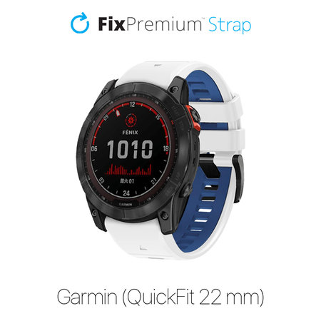 FixPremium - Két színű szilikonszíj Garminhoz (QuickFit 22mm), fehér