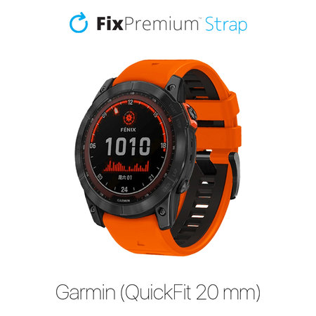 FixPremium - Két színű szilikonszíj Garminhoz (QuickFit 20mm), narancs