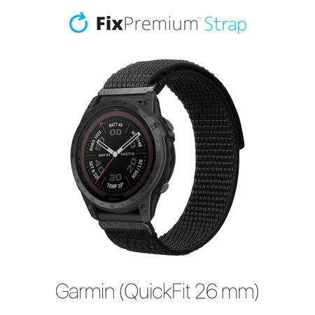 FixPremium - Nylon szíj Garminhoz (QuickFit 26mm), fekete