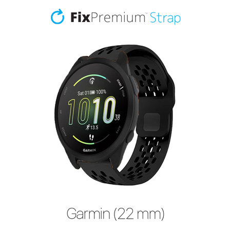 FixPremium - Univerzális szilikonszíj Garminhoz (22mm), fekete