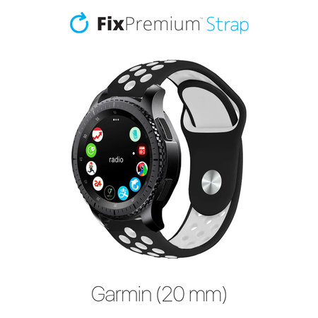 FixPremium - Szilikon sport szíj Garminhoz (20mm), fekete