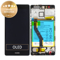 Huawei P9 Plus - LCD Kijelző + Érintőüveg + Keret + Akkumulátor (Black) - 02350SUS, 02350VXU Genuine Service Pack