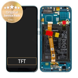 Huawei Honor 10 - LCD Kijelző + Érintőüveg + Keret + Akkumulátor (Phantom Green) - 02351YDB Genuine Service Pack