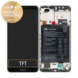 Huawei Y9 (2018) - LCD Kijelző + Érintőüveg + Keret + Akkumulátor (Black) - 02351VFR, 02351VFS Genuine Service Pack