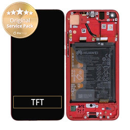 Huawei Honor View 20 - LCD Kijelző + Érintőüveg + Keret + Akkumulátor (Phantom Red) - 02352JKR Genuine Service Pack