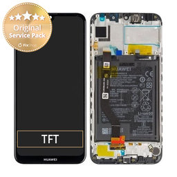 Huawei Y7 (2019), Y7 Prime (2019) - LCD Kijelző + Érintőüveg + Keret + Akkumulátor (Midnight Black) - 02352KCV, 02352KDB, 02352KDA, 02352LHQ, 02352KCY Genuine Service Pack