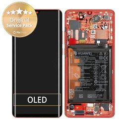 Huawei P30 Pro - LCD Kijelző + Érintőüveg + Keret + Akkumulátor (Amber Sunrise) - 02352PGK Genuine Service Pack