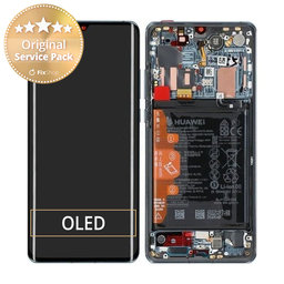 Huawei P30 Pro - LCD Kijelző + Érintőüveg + Keret + Akkumulátor (Mystic Blue) - 02353DGJ Genuine Service Pack