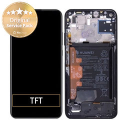 Huawei P40 lite - LCD Kijelző + Érintőüveg + Keret + Akkumulátor (Midnight Black) - 02353KFU Genuine Service Pack