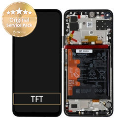 Huawei P40 Lite 5G - LCD Kijelző + Érintőüveg + Keret + Akkumulátor (Midnight Black) - 02353SUN, 02353NEU Genuine Service Pack