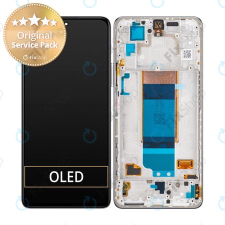 Xiaomi Poco F4 5G 22021211RG, 22021211RI - LCD Kijelző + Érintőüveg + Keret (Moonlight Silver) - 56000KL11R00 Genuine Service Pack