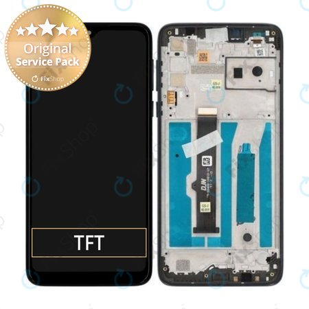 Motorola One Macro - LCD Kijelző + Érintőüveg + Keret (Space Blue) - 5D68C15386 Genuine Service Pack