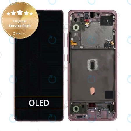 Samsung Galaxy A51 5G A516B - LCD Kijelző + Érintőüveg + Keret (Prism Cube Pink) - GH82-23100C, GH82-23124C Genuine Service Pack