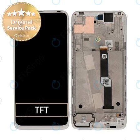 Motorola One Fusion Plus - LCD Kijelző + Érintőüveg + Keret (Moonlight White) - 5D68C16858 Genuine Service Pack