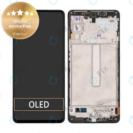 Samsung Galaxy M52 5G M526B - LCD Kijelző + Érintőüveg + Keret (Black) - GH82-27091A, GH82-27094A Genuine Service Pack