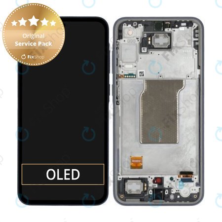 Samsung Galaxy A35 A356B - LCD Kijelző + Érintőüveg + Keret (Awesome Navy) - GH82-34223A Genuine Service Pack