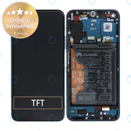 Huawei Honor 20 Pro - LCD Kijelző + Érintőüveg + Keret + Akkumulátor (Phantom Blue) - 02352VKL Genuine Service Pack