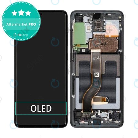 Samsung Galaxy S20 Plus G985F - LCD Kijelző + Érintőüveg + Keret (Cosmic Black) OLED