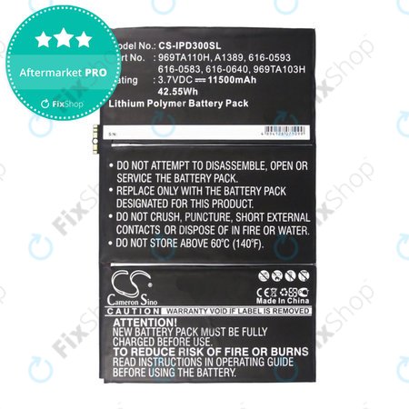 Apple iPad 3, iPad 4 - Akkumulátor 969TA110H, A1389, 616-0593 11500mAh HQ