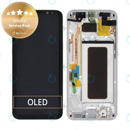 Samsung Galaxy S8 Plus G955F - LCD Kijelző + Érintőüveg + Keret (Arctic Silver) - GH97-20470B, GH97-20564B, GH97-20565B Genuine Service Pack