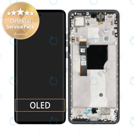 Motorola Edge 40 Neo XT2307 - LCD Kijelző + Érintőüveg + Keret (Black Beauty) - 5D68C23158 Genuine Service Pack