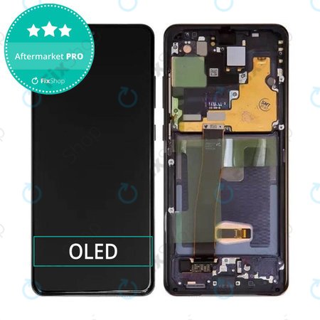 Samsung Galaxy S20 Ultra G988F - LCD Kijelző + Érintőüveg + Keret (Cosmic Black) OLED