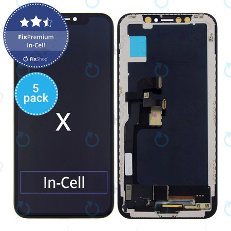 Apple iPhone X - LCD Kijelző + Érintőüveg + Keret In-Cell FixPremium (5 Pack)