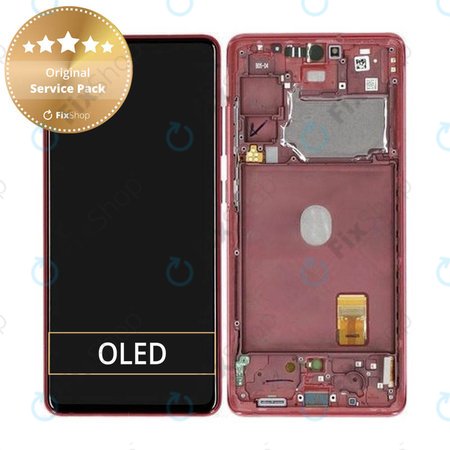 Samsung Galaxy S20 FE 5G G781B - LCD Kijelző + Érintőüveg + Keret (Cloud Red) - GH82-24214E, GH82-24215E, GH82-29056E Genuine Service Pack