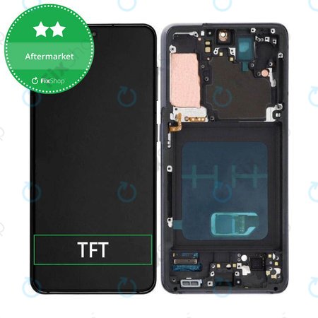 Samsung Galaxy S21 G991B - LCD Kijelző + Érintőüveg + Keret (Phantom Grey) TFT