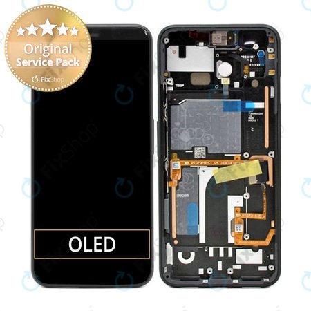 Google Pixel 4 - LCD Kijelző + Érintőüveg + Keret (Just Black) - 20GF2BW0001 Genuine Service Pack