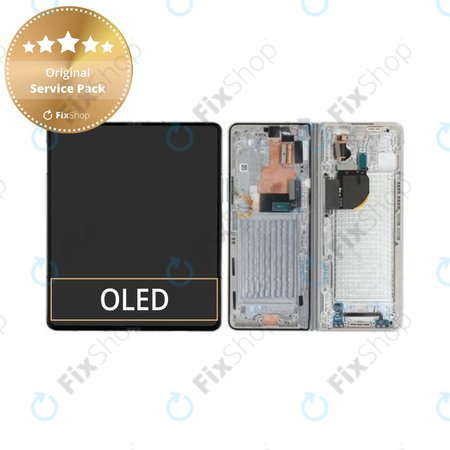 Samsung Galaxy Z Fold 5 F946B - LCD Kijelző + Érintőüveg + Keret (Cream) - GH82-31842B Genuine Service Pack