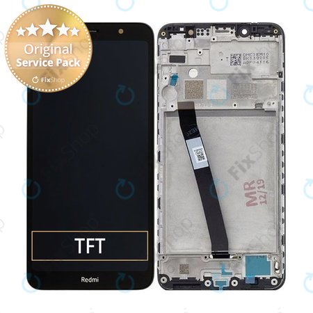 Xiaomi Redmi 7A - LCD Kijelző + Érintőüveg + Keret (Matte Black) - 560610127000, 560610122000 Genuine Service Pack