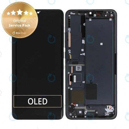 Xiaomi Mi Note 10, Mi Note 10 Pro - LCD Kijelző + Érintőüveg + Keret (Midnight Black) - 56000300F400 Genuine Service Pack