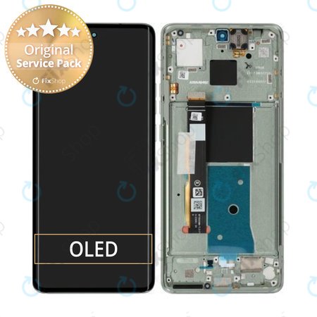 Motorola Edge 40 - LCD Kijelző + Érintőüveg + Keret (Nebula Green) - 5D68C22672 Genuine Service Pack