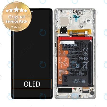 Honor 70 FNE-AN00 - LCD Kijelző + Érintőüveg + Keret (Crystal Silver) - 0235ACMG Genuine Service Pack