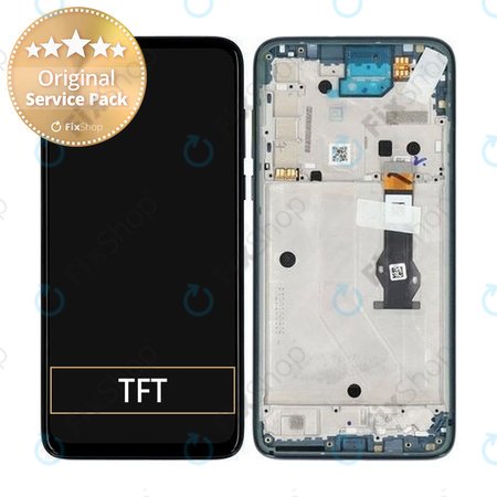 Motorola Moto G8 Power - LCD Kijelző + Érintőüveg + Keret (Capri Blue) - 5D68C16143 Genuine Service Pack