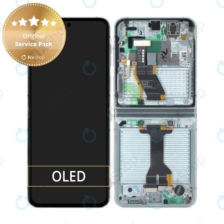 Samsung Galaxy Z Flip 5 F731B - LCD Kijelző + Érintőüveg + Keret (Mint) - GH82-31828D, GH82-31827D Genuine Service Pack