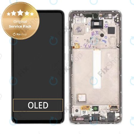 Samsung Galaxy A52s 5G A528B - LCD Kijelző + Érintőüveg + Keret (Awesome White) - GH82-26861D, GH82-26863D, GH82-26910D, GH82-26909D Genuine Service Pack