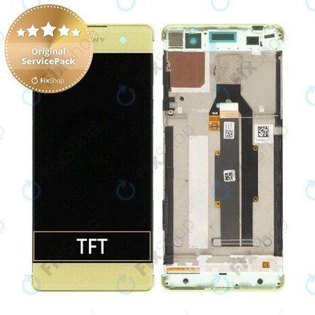 Sony Xperia XA F3111 - LCD Kijelző + Érintőüveg + Keret (Lime Gold) - 78PA3100020, 78PA3100070 Genuine Service Pack